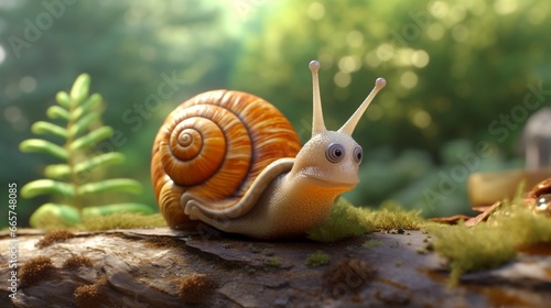 cute snail character.Generative AI © shuvodesign