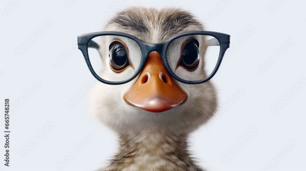 duck with big eyes blue eyes small mouth green neck.Generative AI