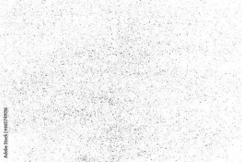 Black Halftone Texture On White Background. Modern Dotted Futuristic Backdrop. Fade Noise Overlay. Digitally Generated Image. Pop Art Style. Vector illustration.