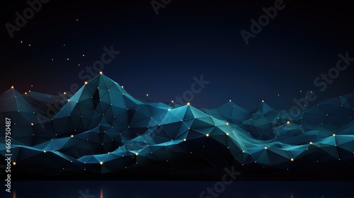 Abstract digital data background with a cyber network grid and connected particles,global data connections concept.