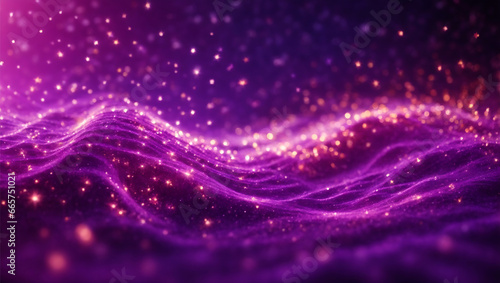 Abstract purple background with glowing lines and sparkles