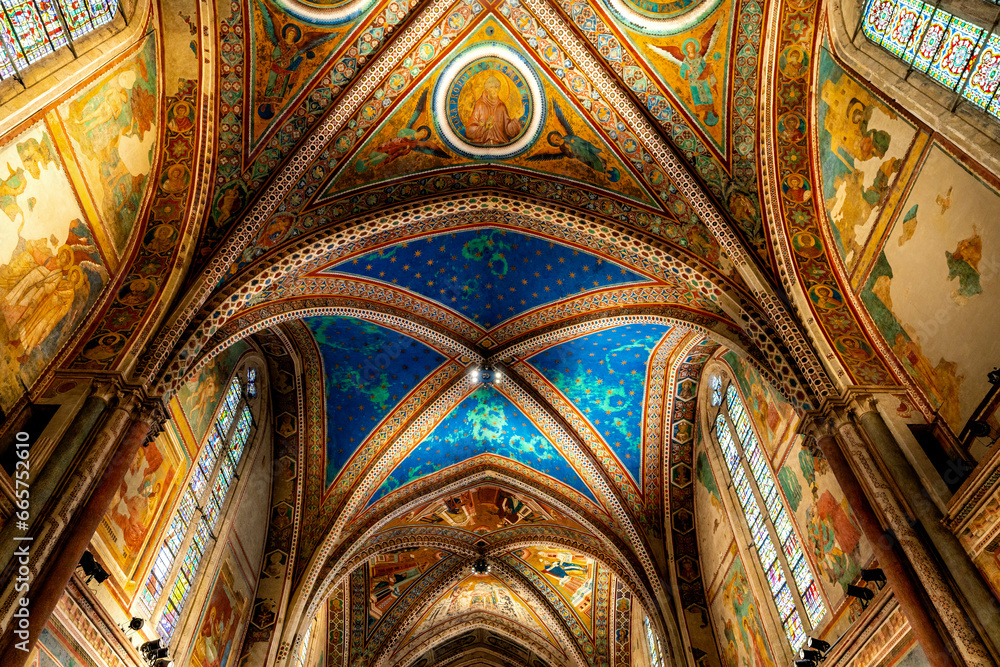 Basilica of San Francesco D'Assisi, St.Francis,.UNESO World Heritage Site,.Assisi,Perugia,Umbria,Central Italy,Europe