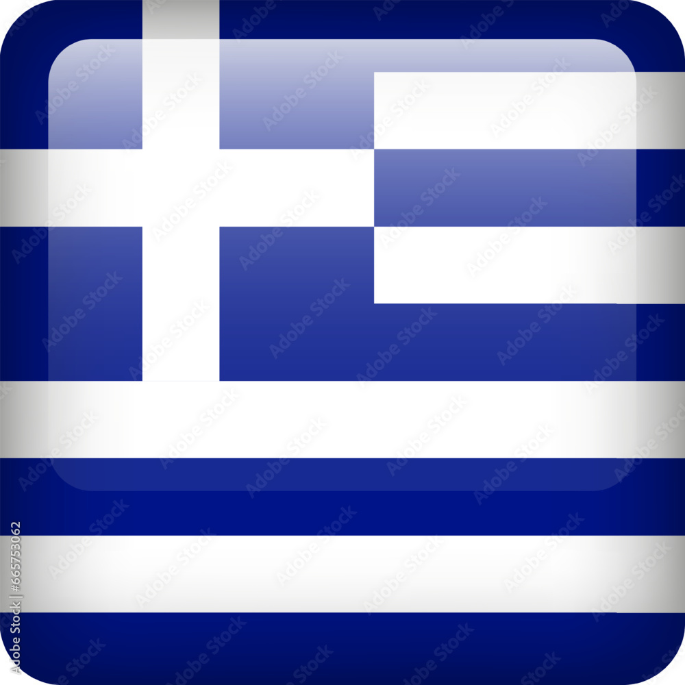 Greek flag button. Square emblem of Greece. Vector Greece flag, symbol. Colors and proportion correctly. Greek flag button. Square emblem of Greece. Vector Greece flag, symbol. Colors and proportion correctly.