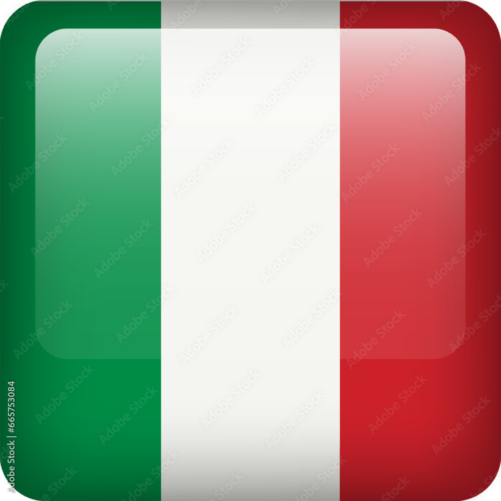 Italy flag button. Square emblem of Italy. Vector Italian flag, symbol. Colors and proportion correctly.