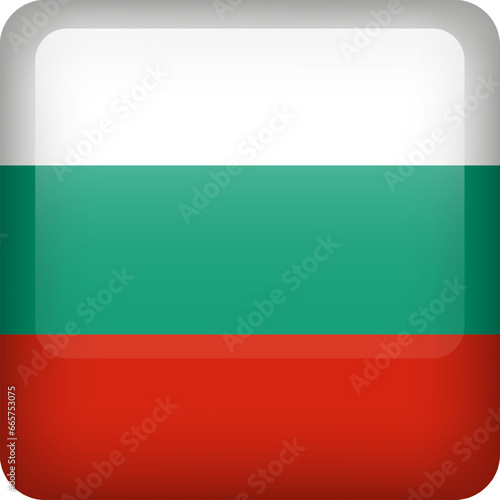 Bulgaria flag button. Square emblem of Bulgaria. Vector Bulgarian flag, symbol. Colors and proportion correctly.