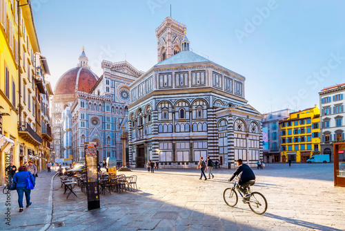 Piazza del Duomo,.Brunelleschi dome, Baptistery,.Duomo,.Cattedrale di Santa Maria del Fiore.Florence,Tuscany,Italy,Europe photo