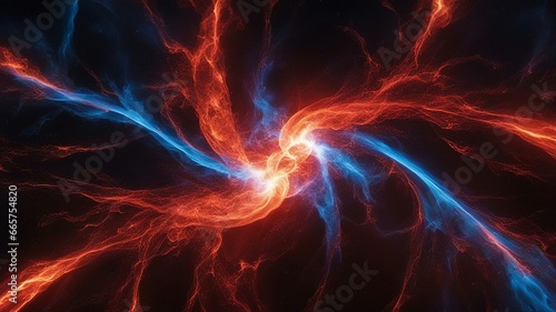 abstract background with lines _A cosmic dance of forces, where the fire and ice plasma are partners. The fire plasma is red 