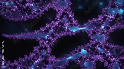  render of molecule A blue and purple electric fractal on a black background 