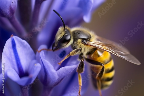 Bee Collecting nectar from purple flower © Sandali