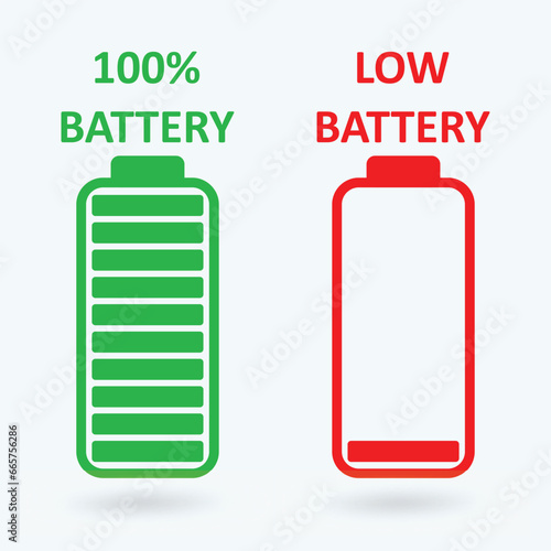 Low battery and full battery cartoon characters