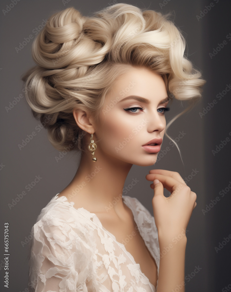 a woman in an elegant hair updo a woman in an elegant hair updo