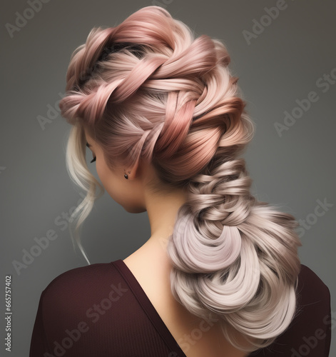 blonde braided updo with a slight loose braid