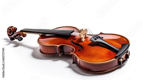 Graceful violin on a clean white backdrop epitomizes classical elegance and musical artistry