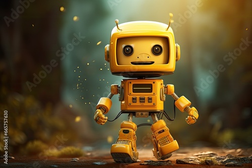 Cute  yellow robot.