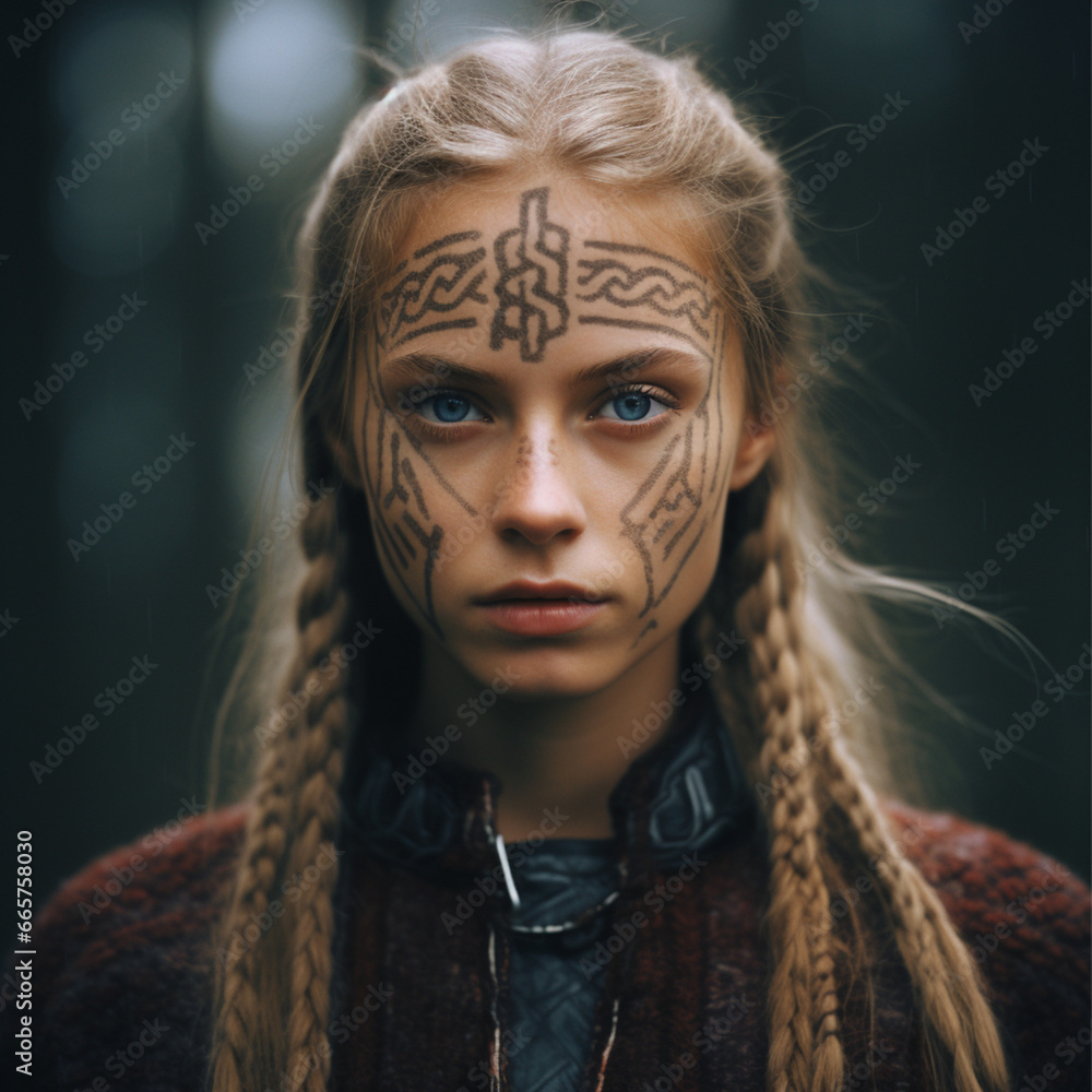 The image of Scandinavian runes in the form of people, photography