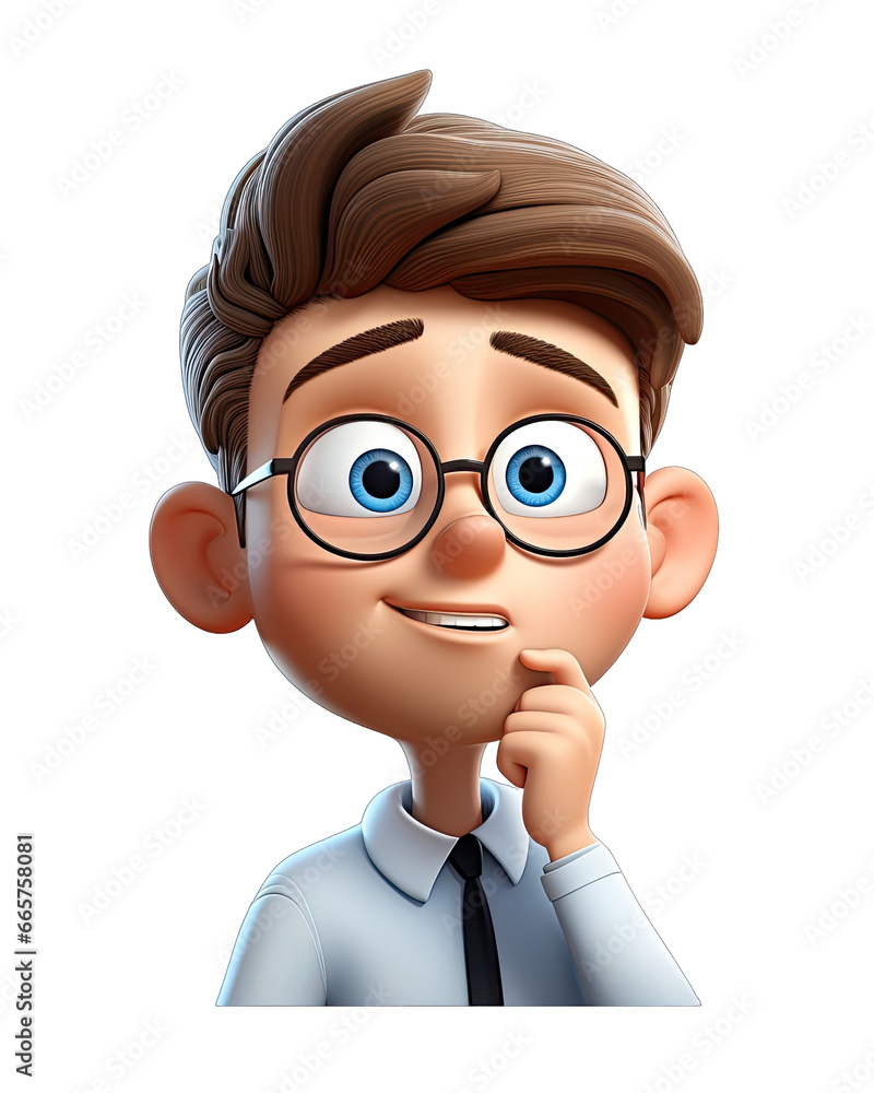 Boy Thinking Emoji in 3D Hyperrealistic Style�Isolated on a transparent background Boy Thinking Emoji in 3D Hyperrealistic Style�Isolated on a transparent background