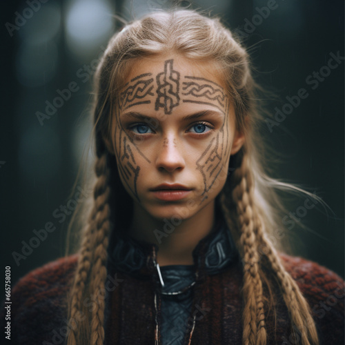 The image of Scandinavian runes in the form of people, photography