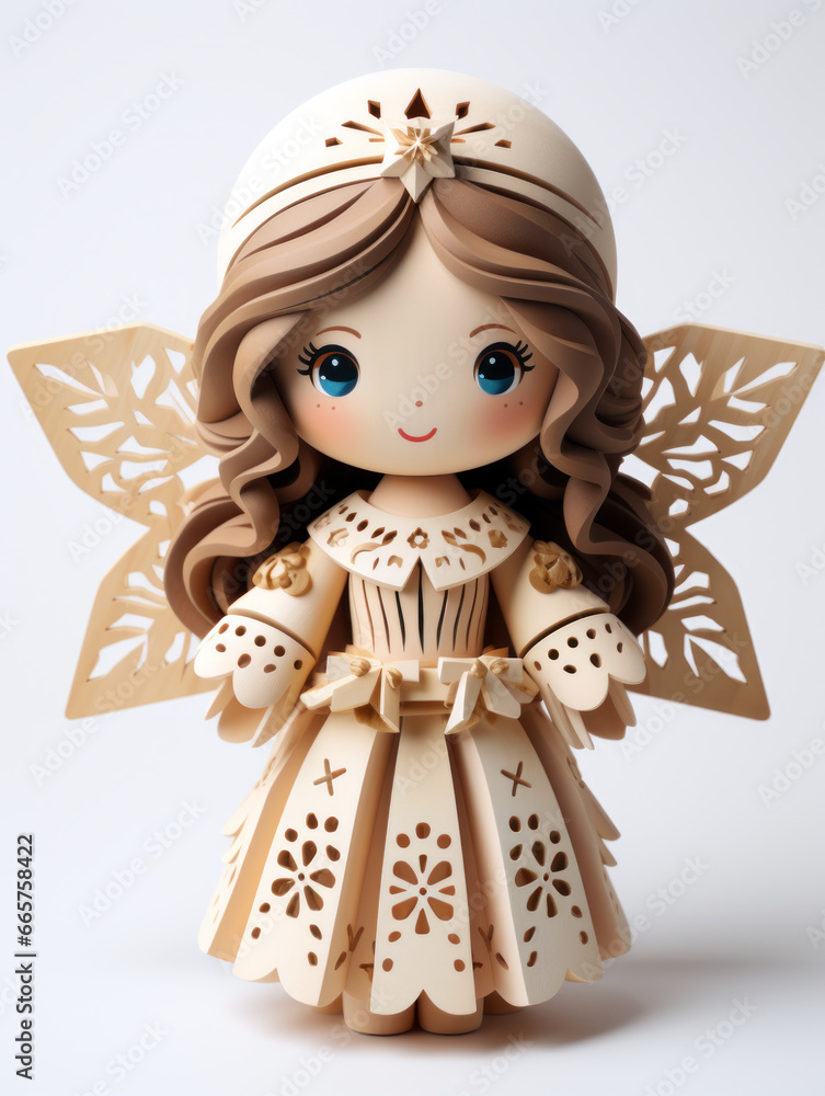 Christmas Wooden Toy Angel Generative AI