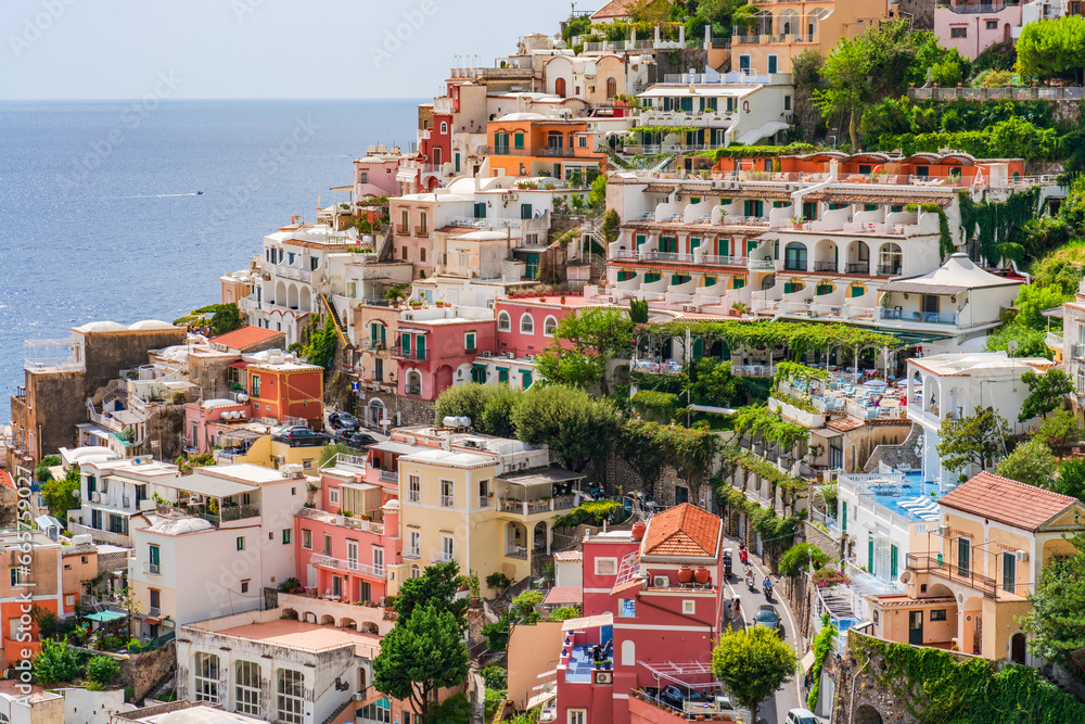 Positano - picturesque village on Amalfi coast in Campania, Italy, a popular travel destination in Europe
