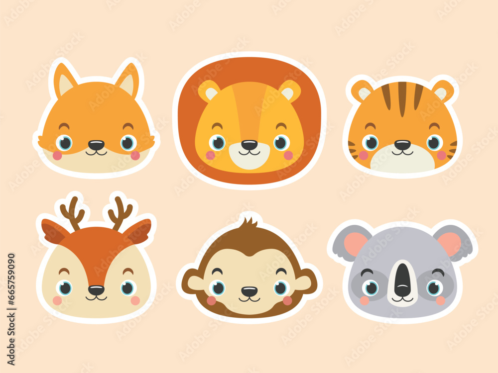 Vector Cute Animal Head Set 1 Vector Cute Animal Head Set 1