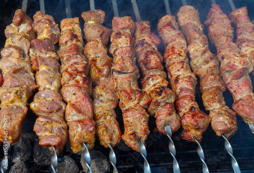 B-B-Q. Cooking barbecue in the backyard of the house