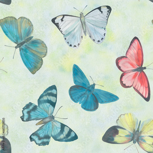 watercolor hand painted illustration butterfly seamless pattern for love wedding valentine s day or arrangement invitation greeting card design.