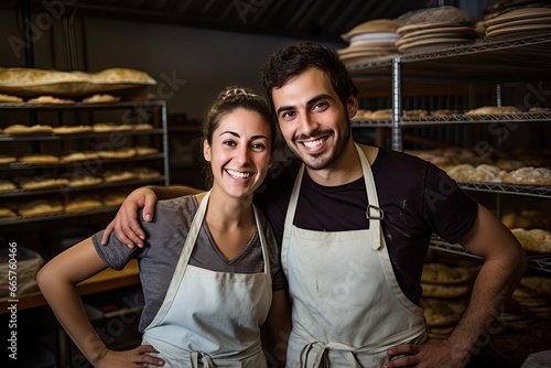 Two happy bakers at work.