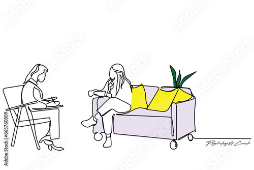 therapies illustration.  line art of psychologist's session. Self help guide. Positive psychology. Optimistic Approach to life.
