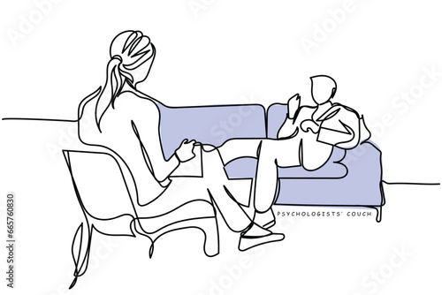 therapies illustration.  line art of psychologist's session. Self help guide. Positive psychology. Optimistic Approach to life.