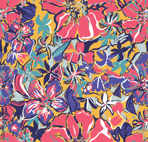 Summer floral pattern looking like unfinished watercolors  perfect for textiles and decoration