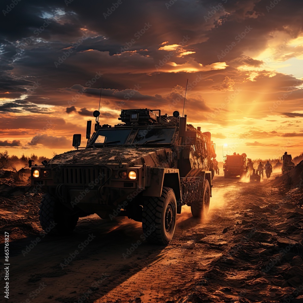 Military vehicle prepared for war. Generative AI Military vehicle prepared for war. Generative AI