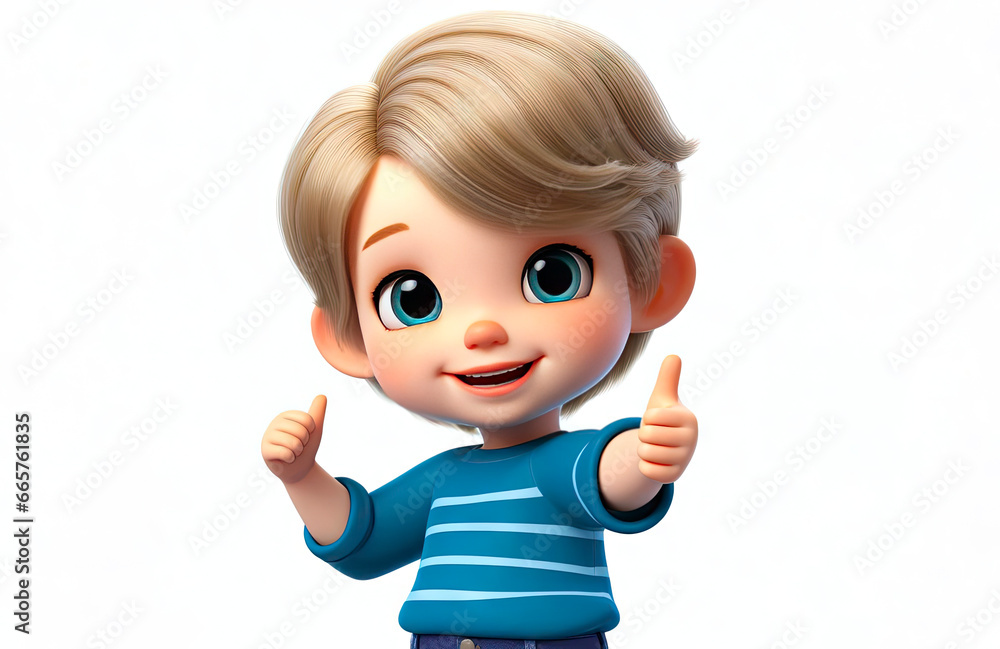 happy little boy showing thumbs up cartoon character. ai generative happy little boy showing thumbs up cartoon character. ai generative