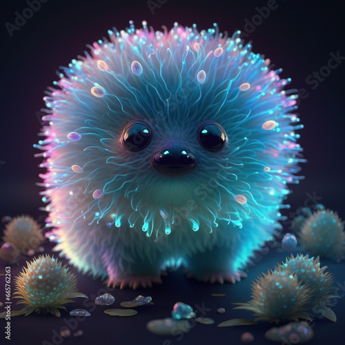Cute bioluminescent fantasy creature created with Generative AI.