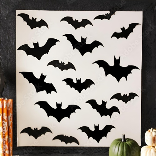 halloween banners set set of bats ai generate.