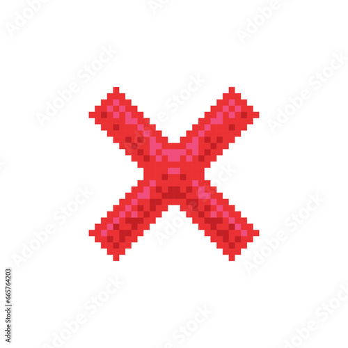 Cross Line Logo Icon in Pixel Art photo