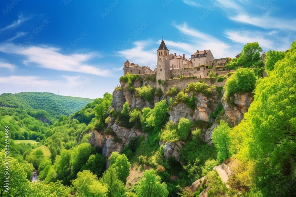 Image of a picturesque mountainous region in France. Generative AI