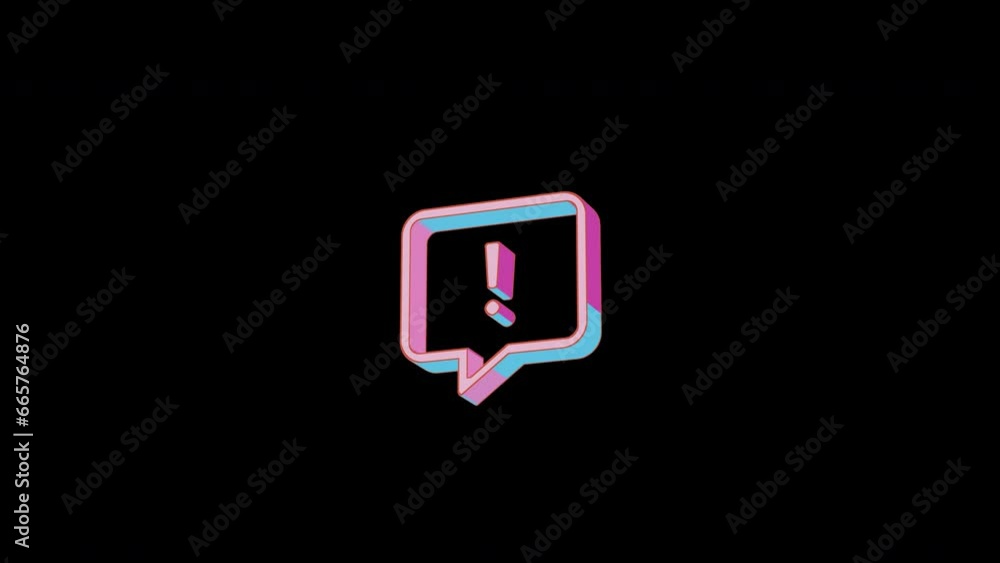 Bright comment exclamation icon is jumping merrily. Retro style. Alpha channel black. Looped from frame 120 to 240, Alpha BW at the end Bright comment exclamation icon is jumping merrily. Retro style. Alpha channel black. Looped from frame 120 to 240, Alpha BW at the end