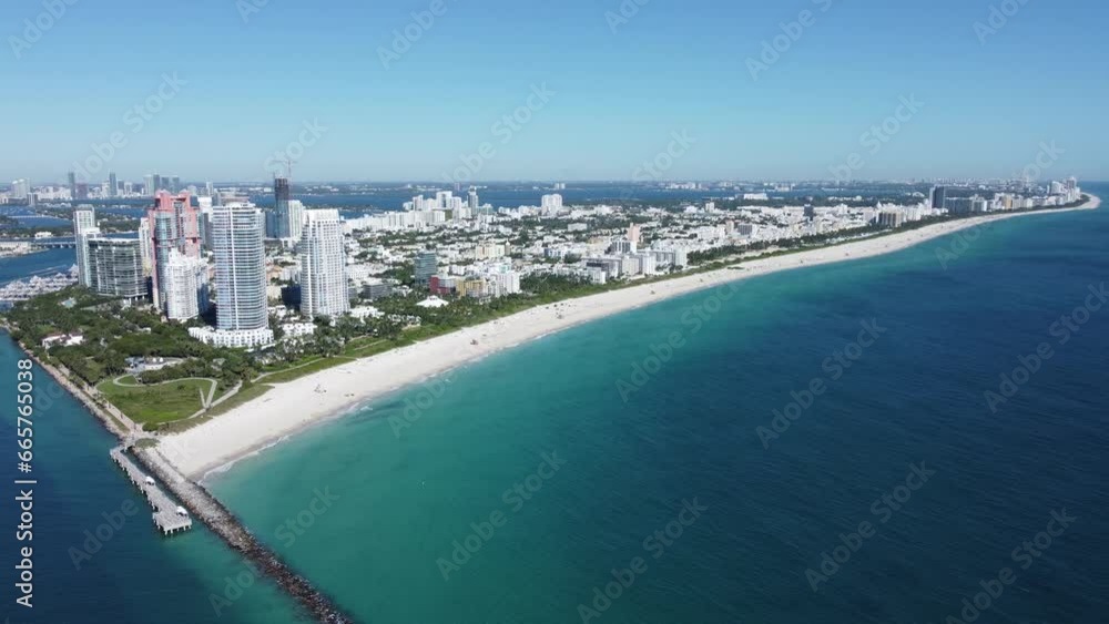 Aerial view of the coast of Miami Beach, Florida, USA Aerial view of the coast of Miami Beach, Florida, USA