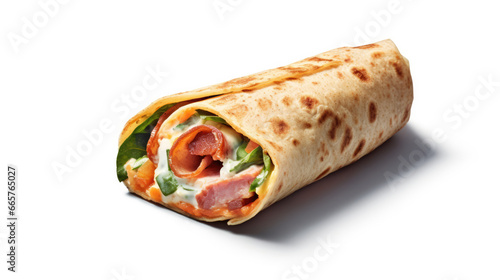Freshly wrapped food on a clean white background, ready to be served with elegance and style