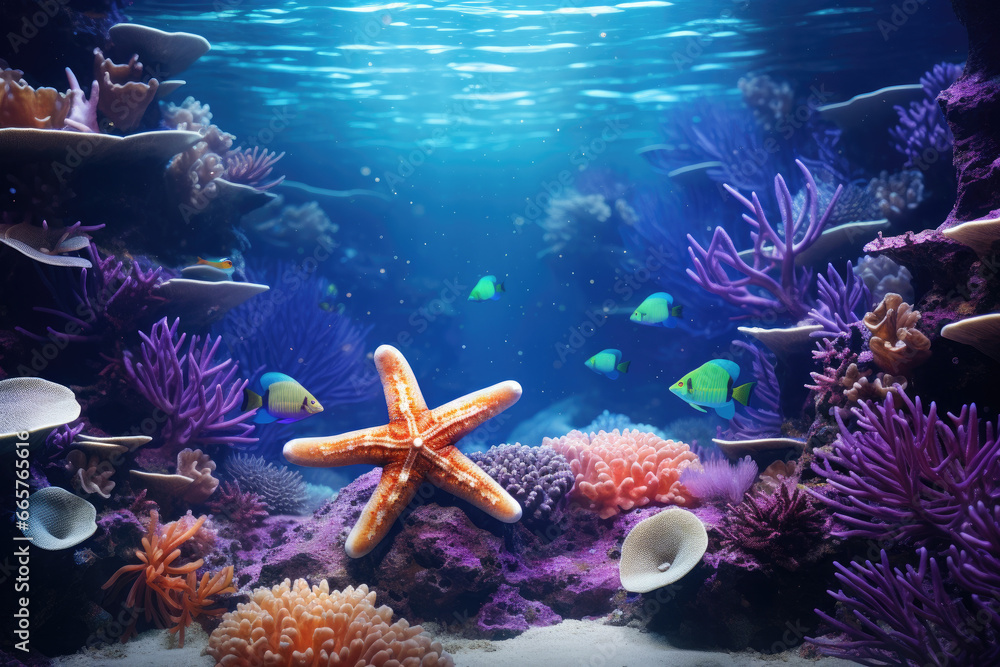 Schools of tropical fishes gracefully weave through the intricate coral formations, their vibrant hues adding life to this bustling aquatic ecosystem Schools of tropical fishes gracefully weave through the intricate coral formations, their vibrant hues adding life to this bustling aquatic ecosystem