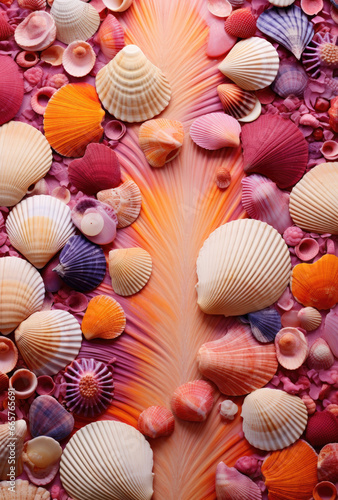 Radiant Coastal Gems Background, Exploring the Palette of Colors in Nature's Vivid Seashells