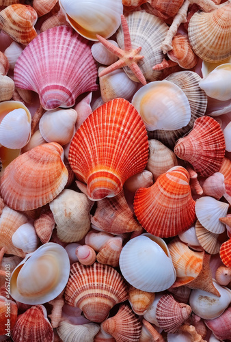 Radiant Coastal Gems Background, Exploring the Palette of Colors in Nature's Vivid Seashells