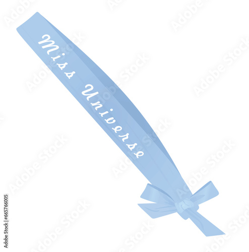 Blue Miss Universe ribbon. vector