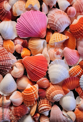 Chromatic Wonders: A Kaleidoscope of Colorful Seashells Adorning the Coastal Sands