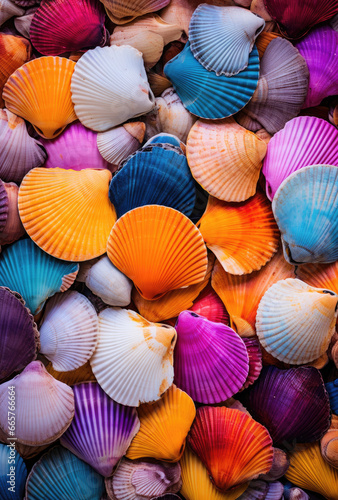 Chromatic Wonders: A Kaleidoscope of Colorful Seashells Adorning the Coastal Sands
