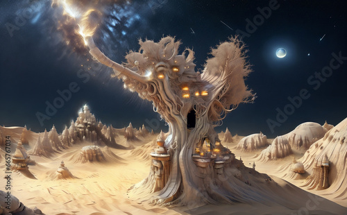 space mysticism abstraction fantasy desert buildings caves