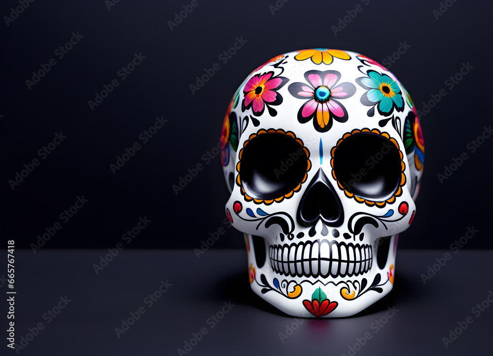 sugar skull for the day of the dead on a black background traditions mexico minimalism sugar skull for the day of the dead on a black background traditions mexico minimalism