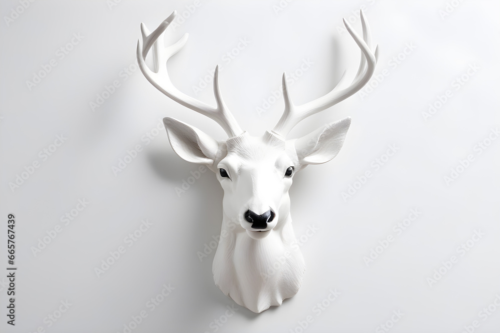 minimalistic white deer head on a white wall minimalistic white deer head on a white wall