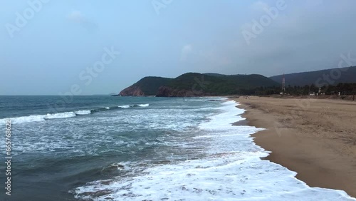 Yarada Beach at Visakhapatnam vizag, Andhra Pradesh, India, Asia. The beach is secluded, beautiful, has shacks, has clear waters - a must go for all vizag travelers photo