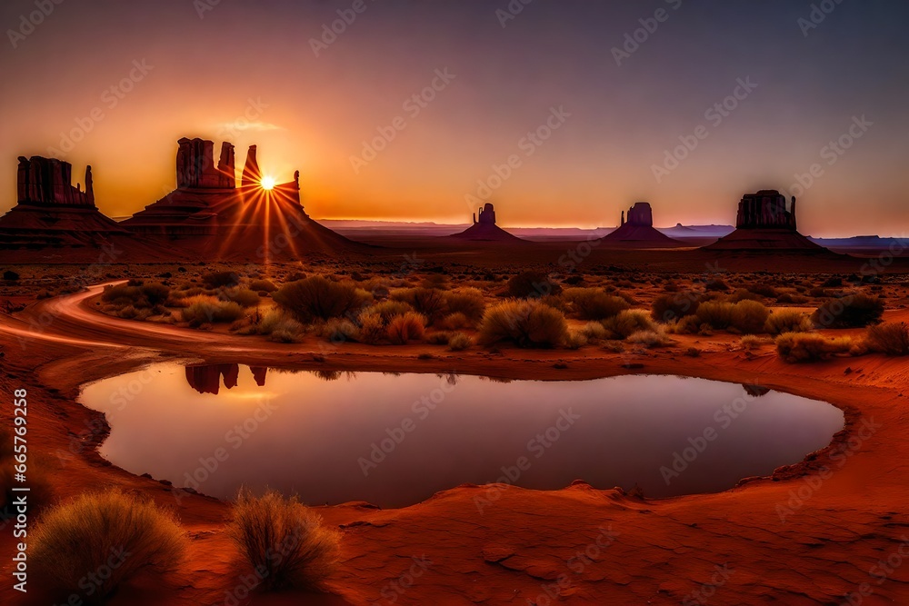 sunset over the river